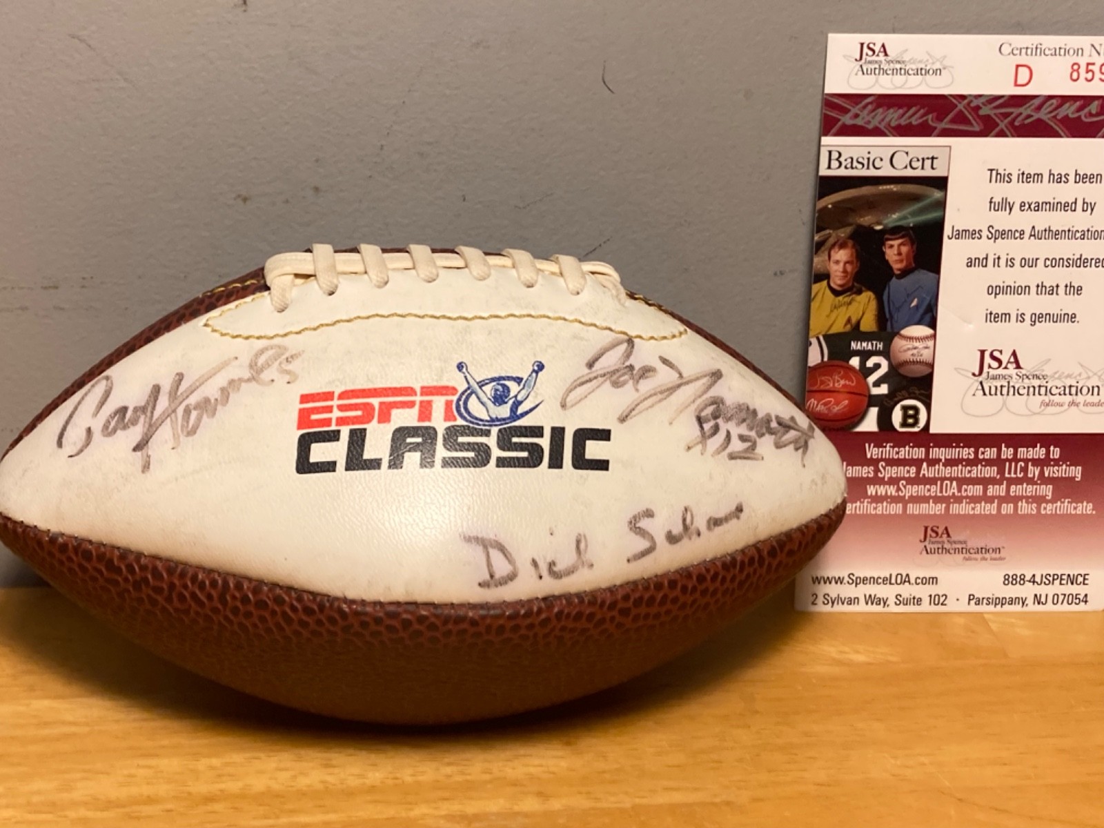 Joe Namath Autographed Signed 3x (JSA COA) ESPN Football - , Paul Hornung, +1 