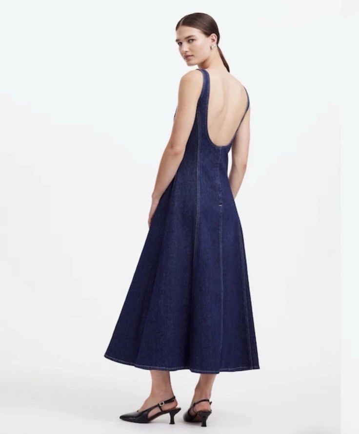 Madewell x Alexa Chung Denim Tank Midi Dress in Pellson Wash Size 14 Cotton