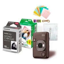 Fujifilm Instax Mini LiPlay Camera and Smartphone Printer Deep Bronze Bundle