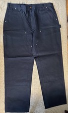 New Carhartt Double Knee Loose Fit Utility Duck Work Pants Black 42x32(42x33)