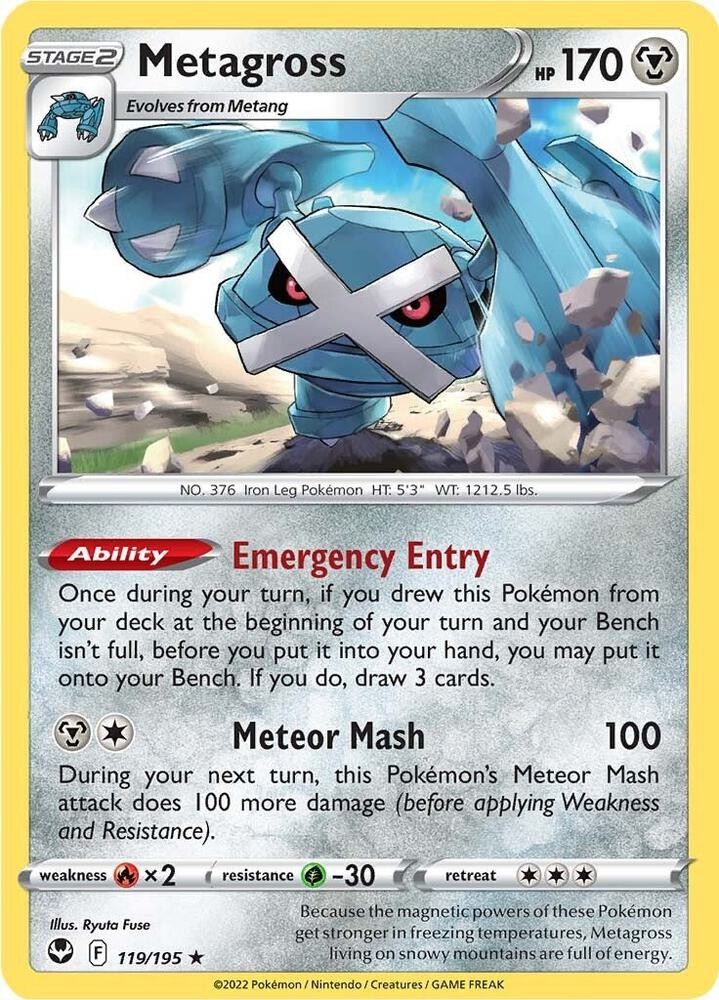 Metagross 119/195 Holo Holo Rare Pokemon SWSH12: Silver Tempest NM