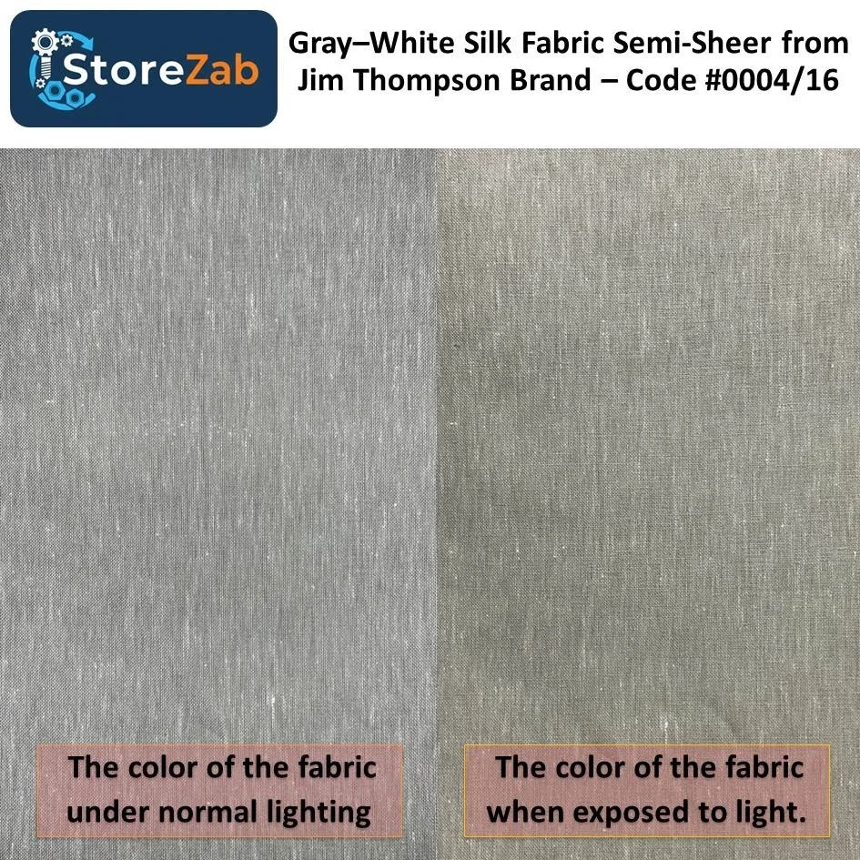 Gray–White Silk Fabric Semi-Sheer from Jim Thompson Brand – Code #0004/16 - Image 4 of 4