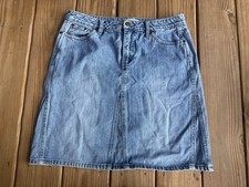 Vintage Y2K 90 s Faded Glory Denim Jean Skirt Sz 12 Above Knee 33 Waist