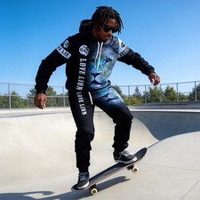 Spring Summer 3D Printed Hoodie Sweatpants Set Loose Comfortable and Fashionable