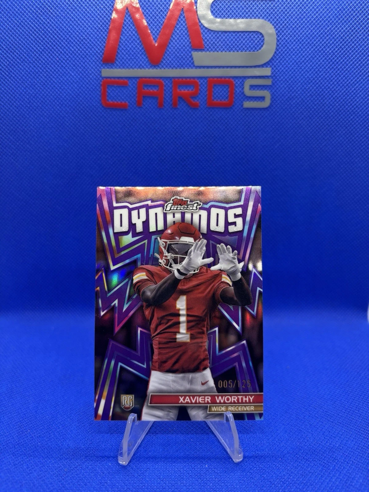 Xavier Worthy Topps Finest Dynamos #DYN15 Purple Refractor
