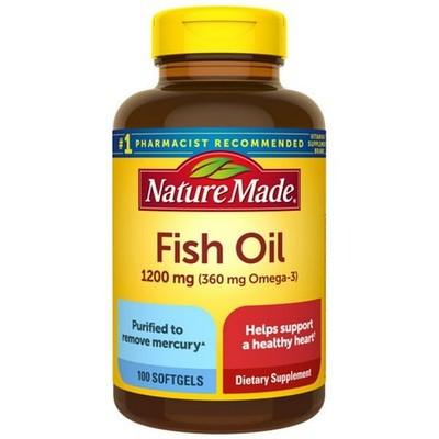 Nature Made Fish Oil 1200mg Omega 3 Supplement Heart Health 100 Softgels
