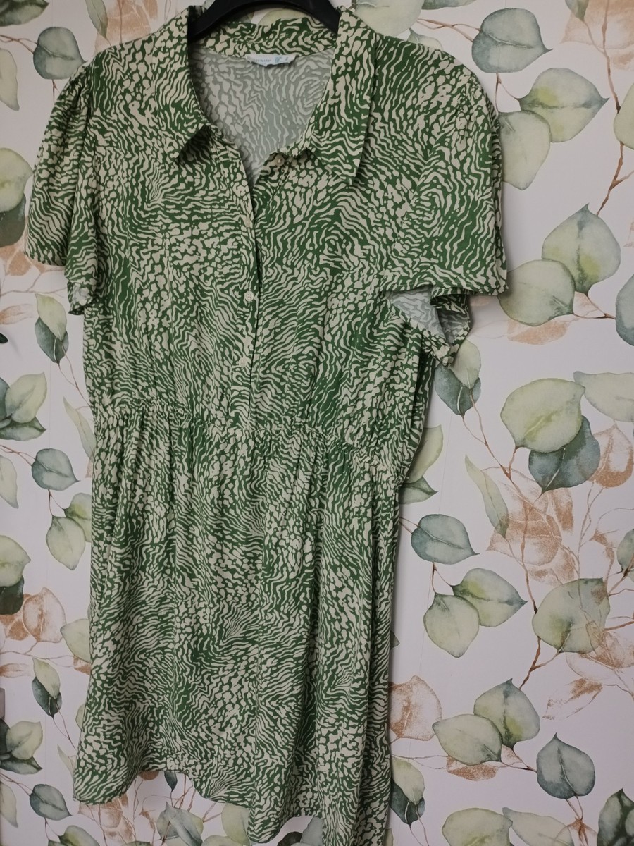 Primark Green And White Dress Gather At Waist Size20 | eBay UK