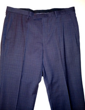 Hugo Boss Leenon1 Flat Front Wool Dress Pants Slacks Navy Reg Fit NWT Size 34