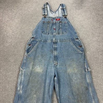 Dickies Latzhose Erwachsene 32 x 30 blau Overall Denim Latzhose Arbeitskleidu...