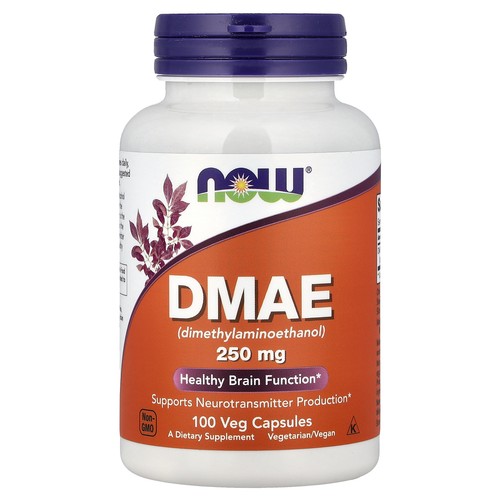 Now Foods DMAE 250 mg 100 Veggie Caps GMP Quality Assured, Vegan, Vegetarian