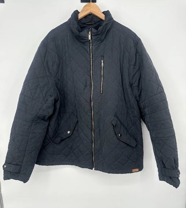 Lands End Quilted Primaloft Zip Jacket Men Size XXL Tall 50-52 Dark Gray Outdoor