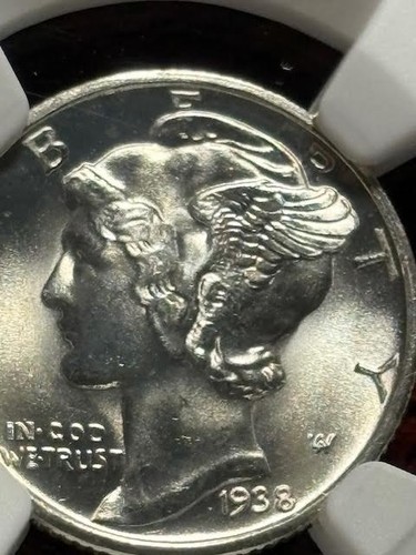 1938-D Mercury Silver Dime 10c NGC MS67 FB Denver Mint BLAST WHITE - Picture 6 of 10