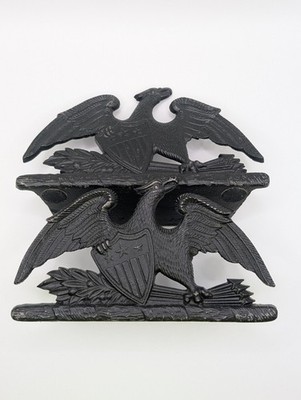 Vintage 1952 Virginia Metal Crafters Black Cast Iron SPREAD EAGLE Bookends USA
