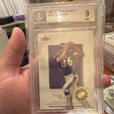 Fleer 2001 Authority Rookie Serial #112 Todd Heap BGS 9 Ravens /1350 NFL