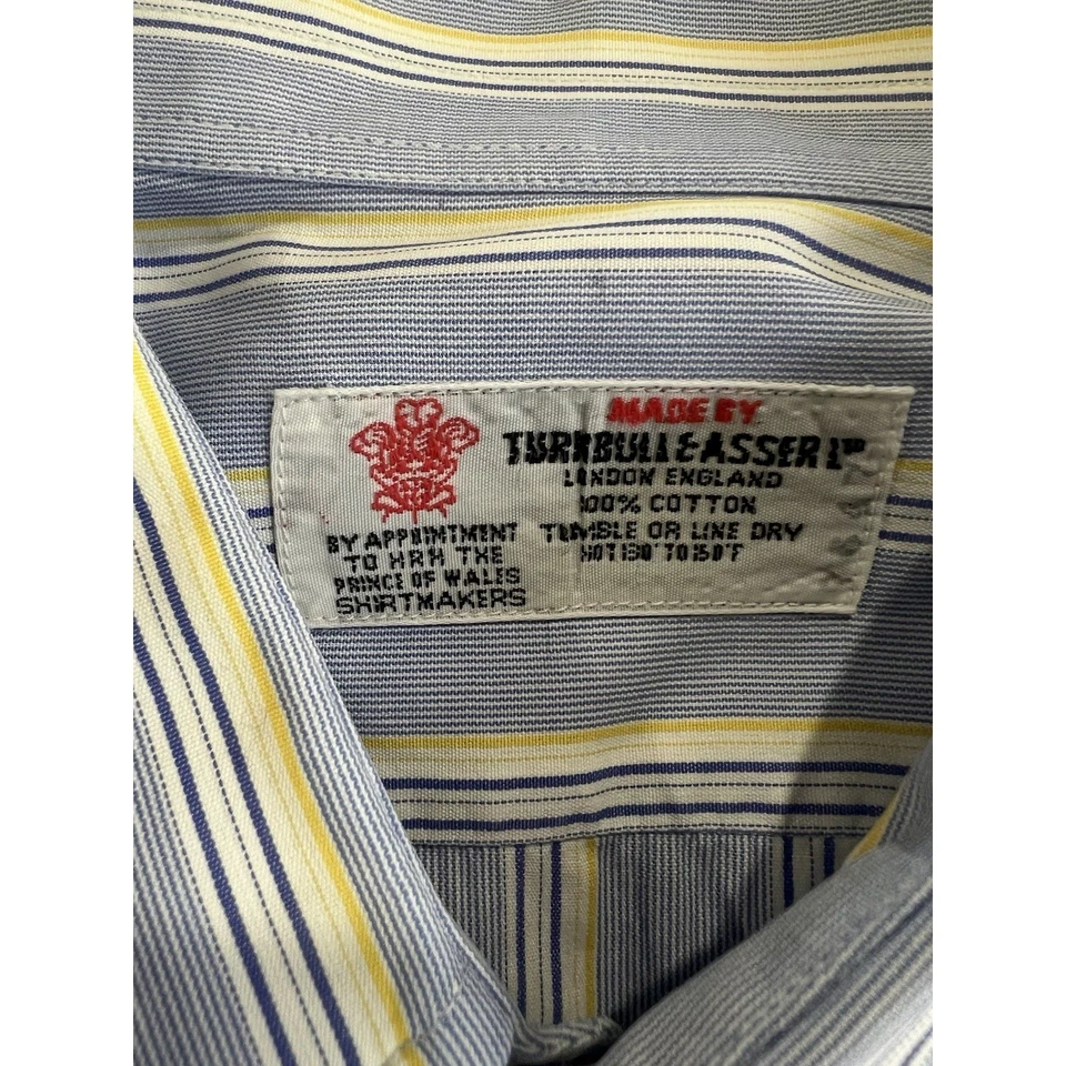 Camisa de Vestir Turnbull Asser Hecha en Londres Inglaterra Madreperla Puño Francés 17 Foto 4 de 4