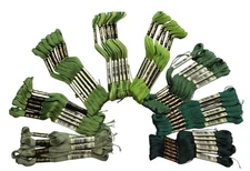 DMC 48 Skeins Mouline Special 25 Thread Assorted Greens Floss Cotton France