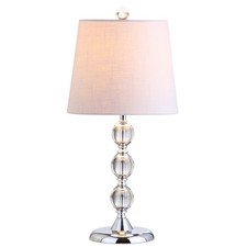 JONATHAN Y 20" Clear Crystal Mini LED Table Lamp, Chrome Modern Traditional B...