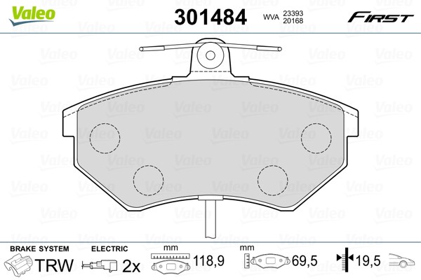 Plaquettes de frein Valeo 301484 à haute friction thermique pour frein à disque