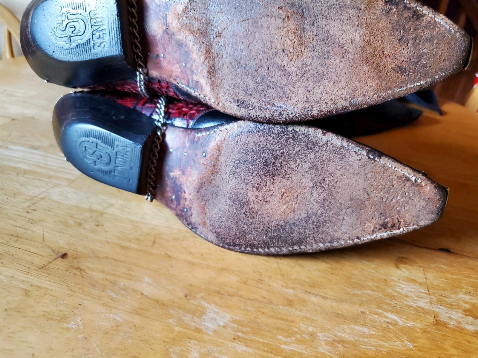 Vtg-SENDRA RED PYTHON Harness METAL TOE  WESTERN … - image 17