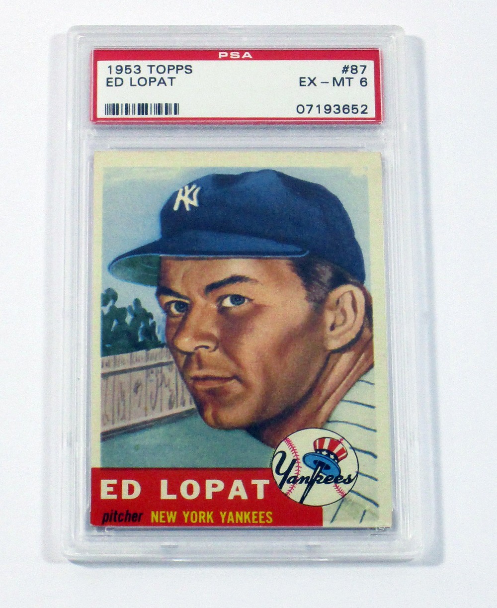 1953 Topps Baseball Ed Lopat #87 New York Yankees PSA 6