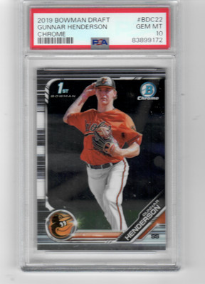 2019 Bowman Draft Chrome #BDC-22 Gunnar Henderson Baltimore Orioles PSA ID:50304