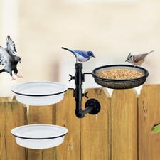 Wall Mounted Bird Feeder with Metal Mesh Seed Tray and 2 Bird Bath Bowls,Heav...