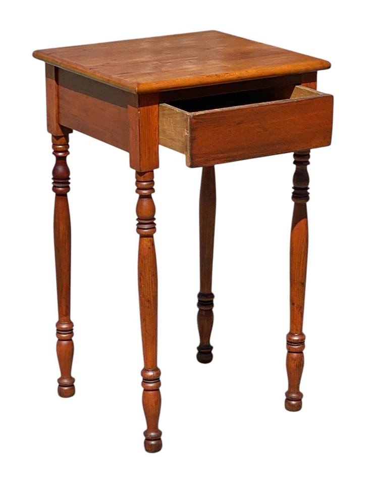 Antique Sheraton Cherry Work Table / Nightstand with Blank Drawer - Image 4 of 4