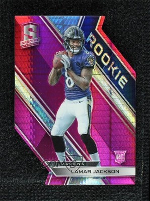 2018 Spectra Rookies Neon Pink Prizm Die-Cut 1/15 Lamar Jackson Rookie RC 04uh