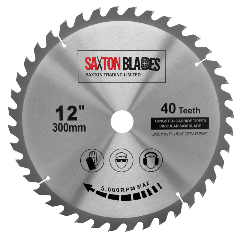 Saxton Blades Silver Saxton Tct30040t Tct Circular Wood Saw Blade 300Mm X 30Mm X 40T For Bosch, Makita Etc Fits 305Mm Saws - Image 2