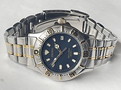 [美品 ]SEIKO SCUBA 200m ダイバーズ腕時計 7N35-6020 SEIKO SCUBA AIR DIVER 200m 7N35-6020 Mens Watch Silver Gold