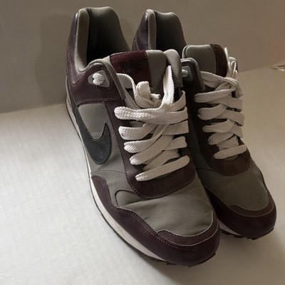 Nike Air Waffle Trainer Leather Gray Burgundy Colorblock 386155-600 2011