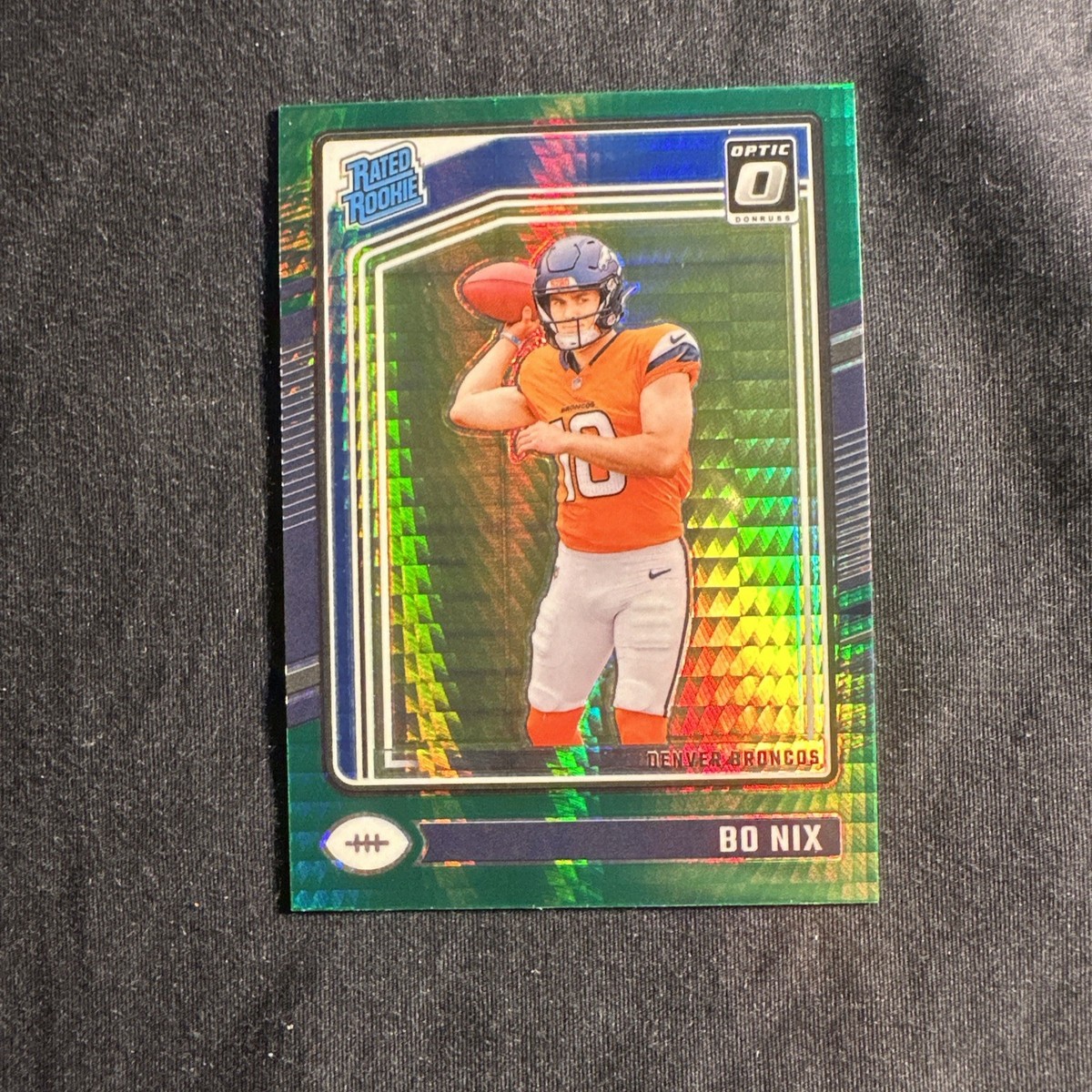 2024 Donruss Optic Football Bo Nix GREEN HYPER Prizm Rated Rookie