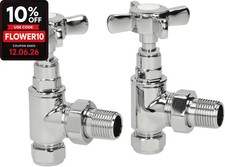 Traditional Radiator Valves Angled Heated Towel Rail Cross Head 15mm Manual Pair