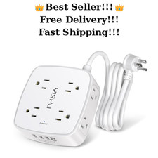 6 Ft Surge Protector Power Strip - 8 Outlets  4 USB Ports - Flat Plug WallMount