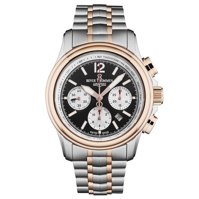 Revue Thommen Air Speed Chrono Auto Black Dial Two Tone 16041.6457