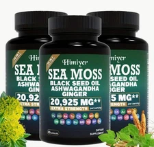 3xHIMIYER Sea Moss Black Seed Oil Ginger Turmeric Ashwagandha Supplement 🌿180ct
