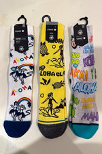 Stance Hawaiian Mens Crew Socks 3 Pairs Size L Sig Zane Manuhealii Ari Tc Hi