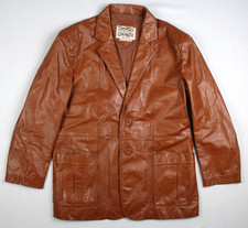 Sheplers Pardners Vintage Western 2 Button Leather Sport Coat Blazer Size 44