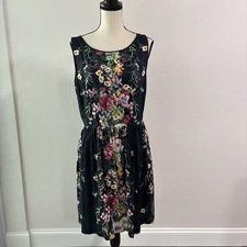Ivy & Blu Maggy Boutique Black Floral Print Dress Sz 12