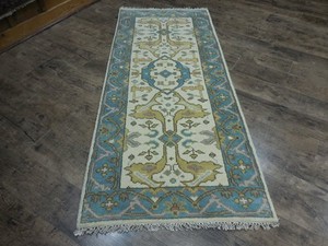Turkish Oushak Rug, Modern Multicolored Handmade Bohemian Rug 2.5x6 Ft