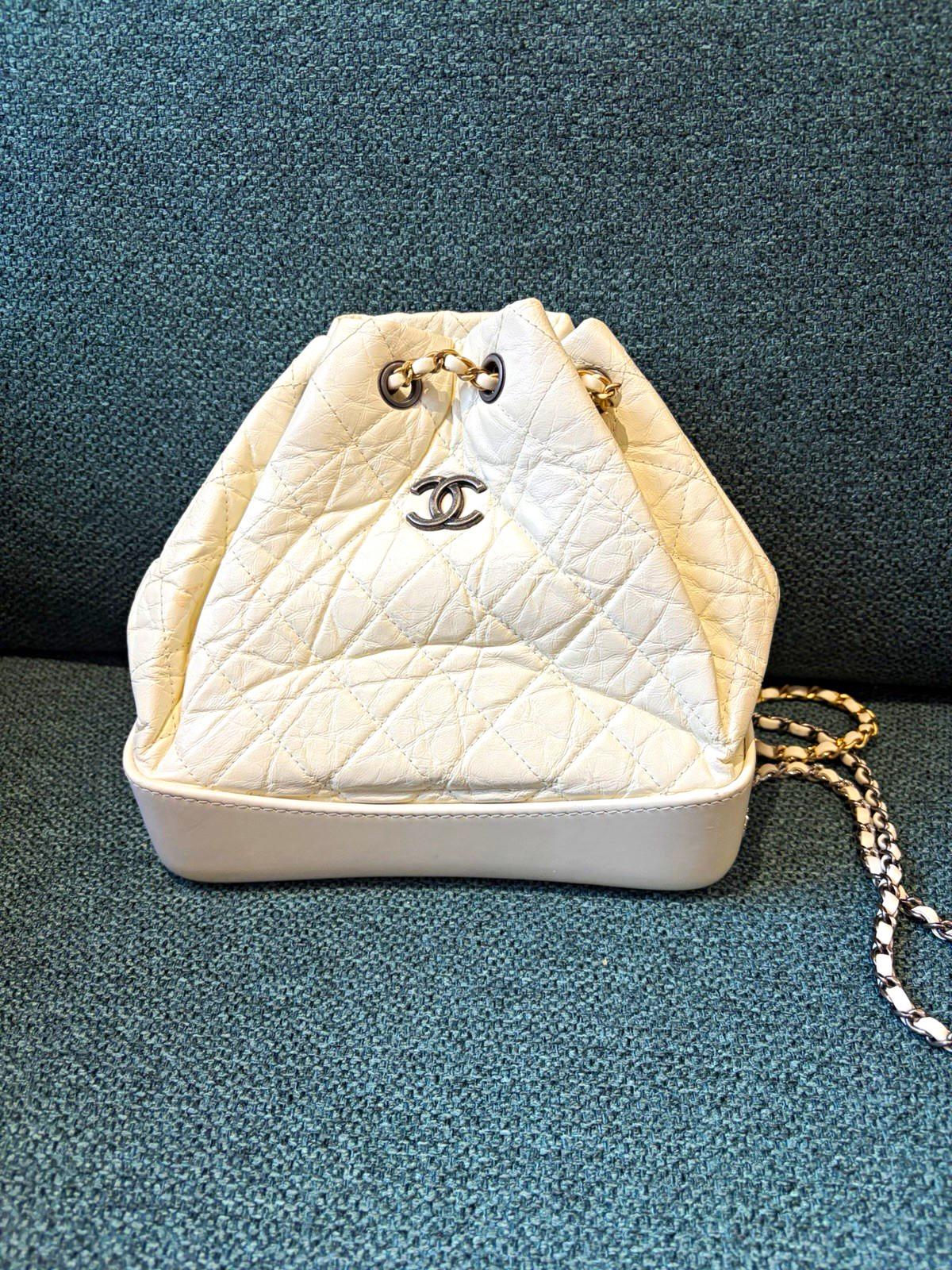 CHANEL Gabrielle Backpack - White Calfskin RHW