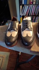 VTG Florsheim Mens Shoes 9.5 AA Brown White Spectator Longwing Oxfords