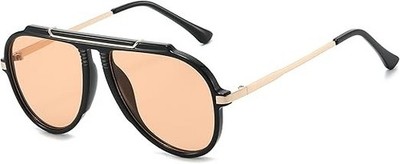 EYLRIM Oversized Retro Aviator Sunglasses for Women Men 70s Trendy Gold Metal Su