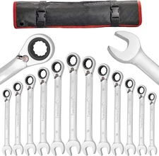12-Piece Reversible Ratcheting Combination Wrench Set, Metric,8mm-19mm