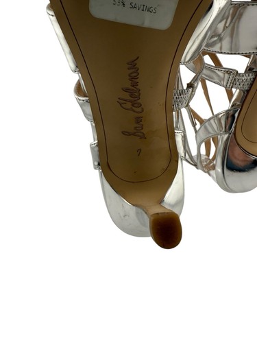 Sam Edelman Aviana Strappy Sandals Silver Straps Stiletto Heel sz 7 NEW formal - Picture 11 of 11