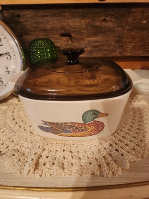 CorningWare Duck Mallard Casserole Dish 3 Liter 4-3-B, 36 Pyrex Lid A9C