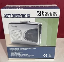 ENCORE Technology CASSETTE CONVERTER To USB MP3 2034 CD Manual Cord New Open Box