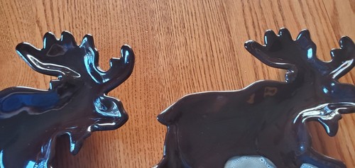 WOODLAND HOME STUDIO: Brown MOOSE Large Figural Open Dish, Cabin Hunting Set 2. - Picture 7 of 14