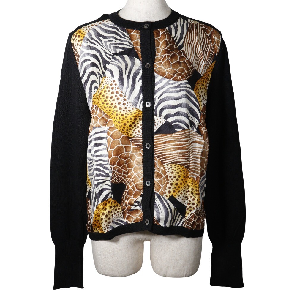 Salvatore Ferragamo - 【Salvatore Ferragamo】サルヴァトーレフェラガモ 136180843 コットン×シルク 黒 レディース カーディガン Salvatore Ferragamo cardigan 136180843 black cotton/silk