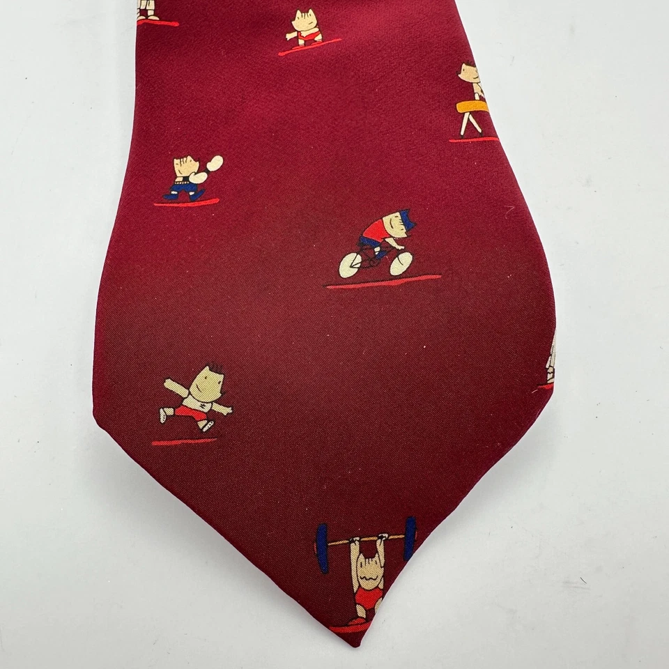 Corbata en punta vintage Barcelona '92 roja seda clásica olímpica verano deportes Foto 3 de 4